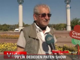 70'lik dede paten şov yaptı