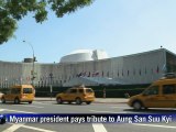 Myanmar president pays tribute to Aung San Suu Kyi