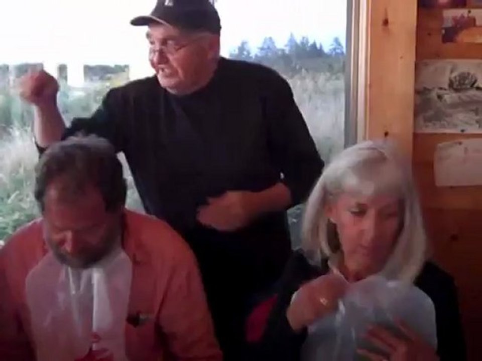 Learning how to eat a freshly steamed lobster in Nova Scotia, Canada
