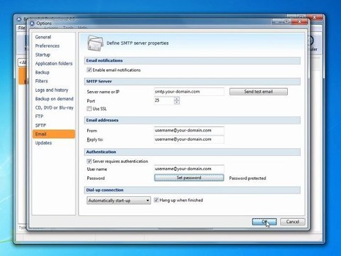 How to configure the Backup4All email notifications