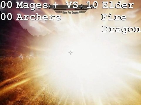 SKYRIM - 100 MAGES + 100 ARCHERS VS 10 ELDER FIRE DRAGONS