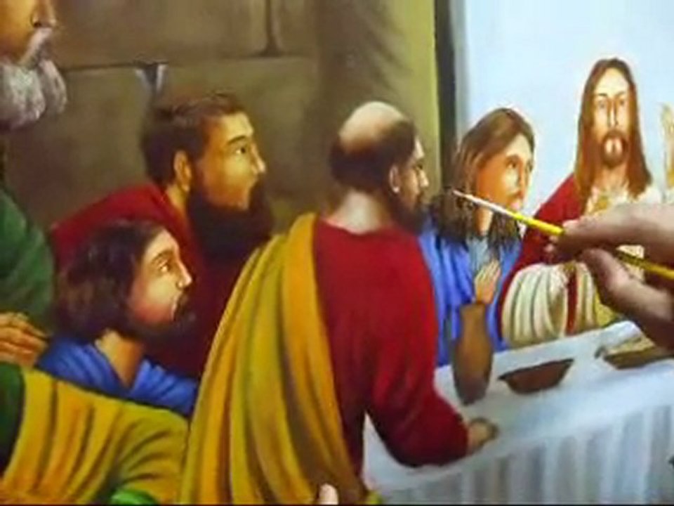 Marcio Monteiro pintando uma santa ceia