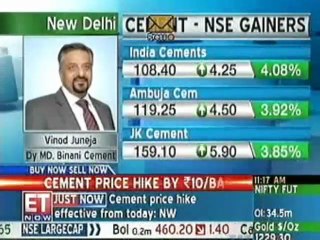 Cos hike cement price by Rs10/bag in Mumbai, stocks soar