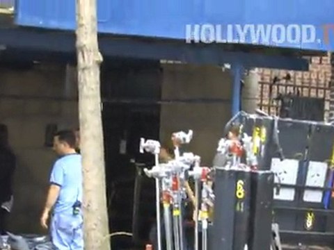 Ed Westwick shooting Gossip Girl in New York