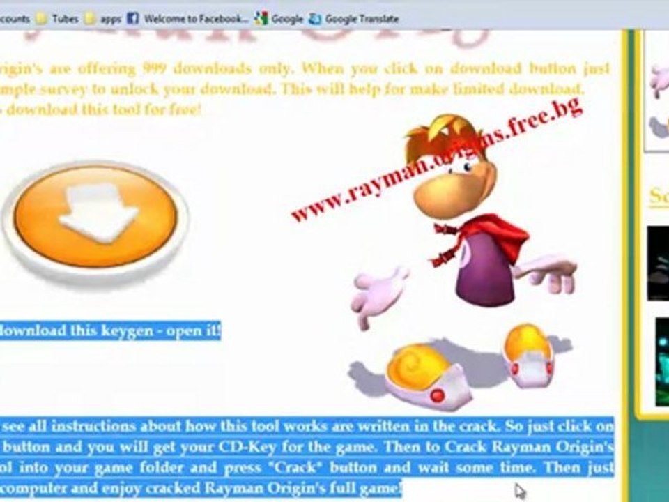 Rayman Origin's 100% Working keygen