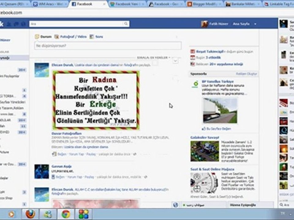 Facebookta Mavi Renkli Yazı Yazma