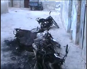 فري برس ادلب سرمين اثار الدمار على المحلات والمنازل24 3 2012 ج4