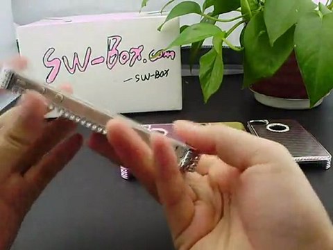 Silver iPhone 4 4S Slim Alloy Cover Case with Rhinestones