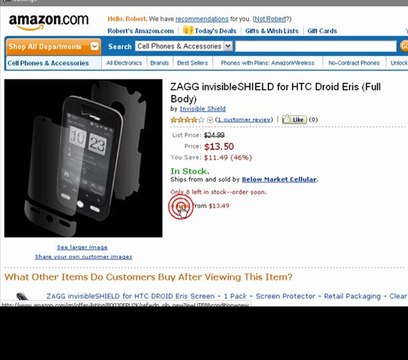 ZAGG invisibleSHIELD HTC Droid Eris Screen Protector FB