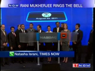Rani Mukherjee rings the opening bell at NASDAQ