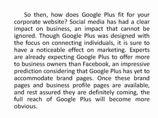 Google Plus for Your Corporate Website