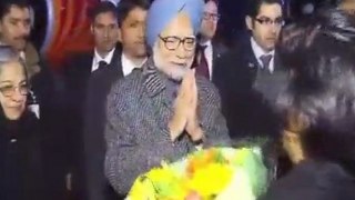 Greeting the Prime Minister of India Manmohan Singh