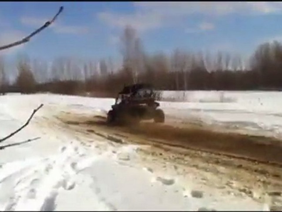 side by side RZR snow drift