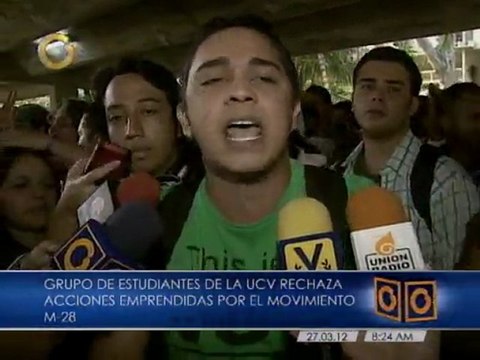 Estudiantes de la UCV rechazan acciones del movimiento M-28