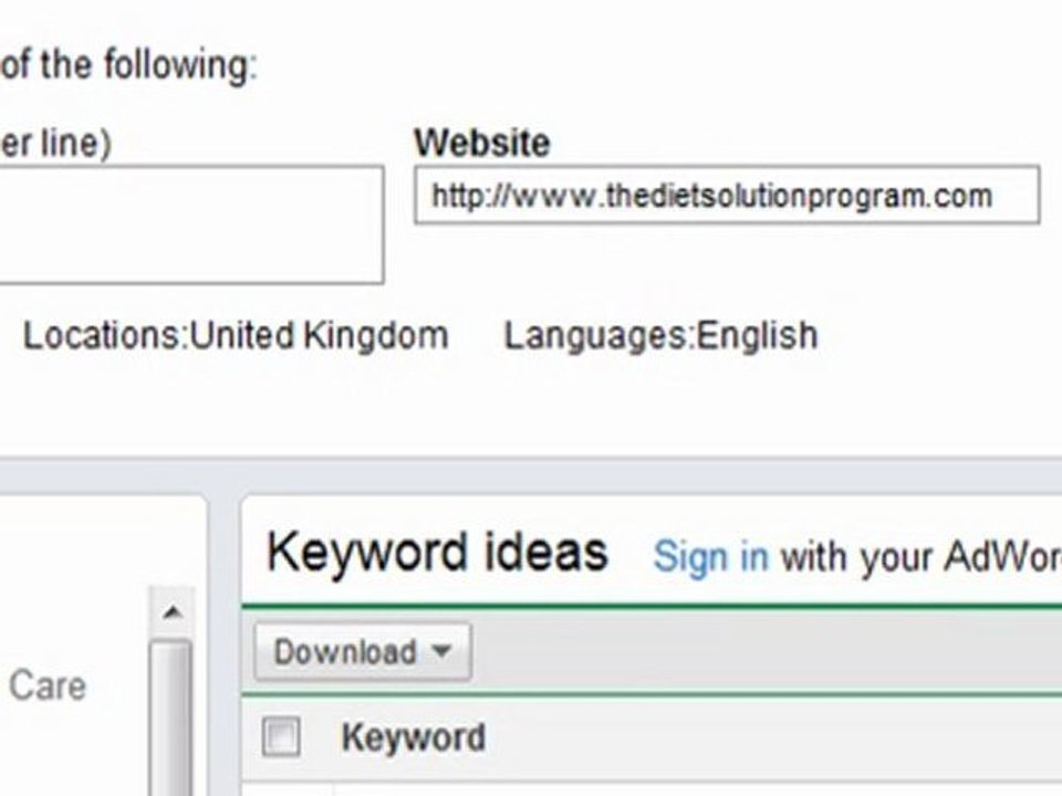 Keyword Research using the Google Keyword Tool