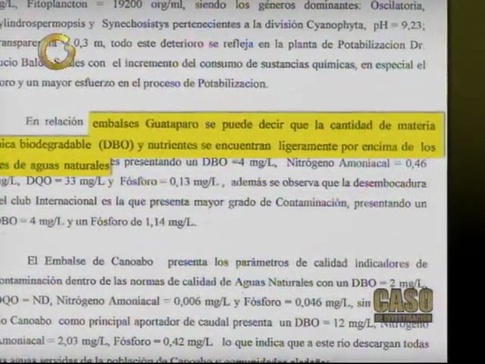 En embalse Pao La Balsa se vierte materia orgánica de aguas negras según informe de Hidrocentro