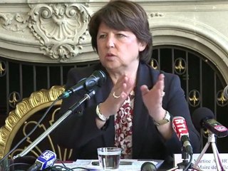 Conférence de presse de Martine Aubry à Strasbourg