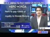 Hero to pay Rs 2500 crore royalty to Honda Motors till 2014