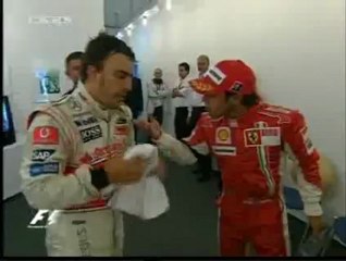 Fernando Alonso et Filipe Massa prise de bec 2007