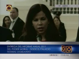 El Poder Moral y Ciudadano entregó informe 2011 ante la Asamblea Nacional