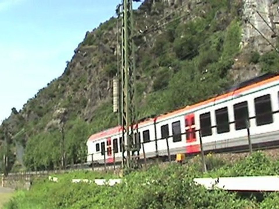 Züge südlich Loreley, RBH 143, ECC 185, 140, 101, 151, 152, ERS 189, Railion 185, 612, 427, 428