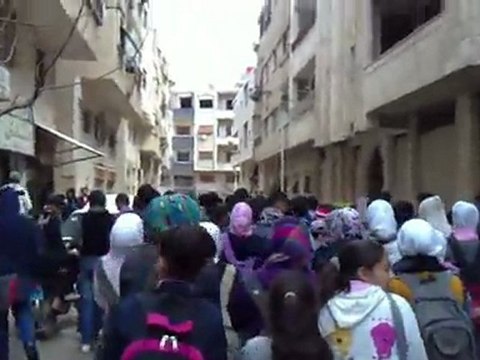 فري برس ريف دمشق مظاهرة طلاب الحرية جديدة عرطوز 2012 3 29