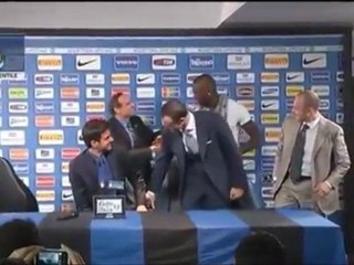 Mario Balotelli crashing Andrea Stramaccioni's first press conference as Inter manager