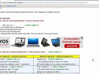 vorbirea directa si indirecta in engleza
