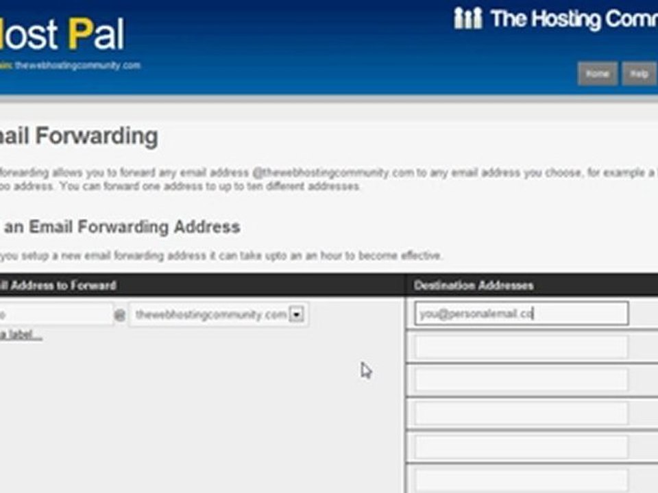 Email Forwarding - www.thehostingcommunity.com