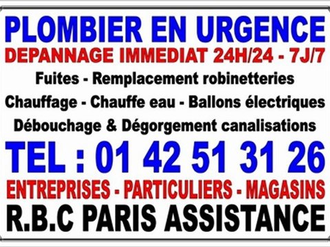 PLOMBIER PLOMBERIE DÉBOUCHAGE CANALISATION PARIS 24H/24 - 0142513126