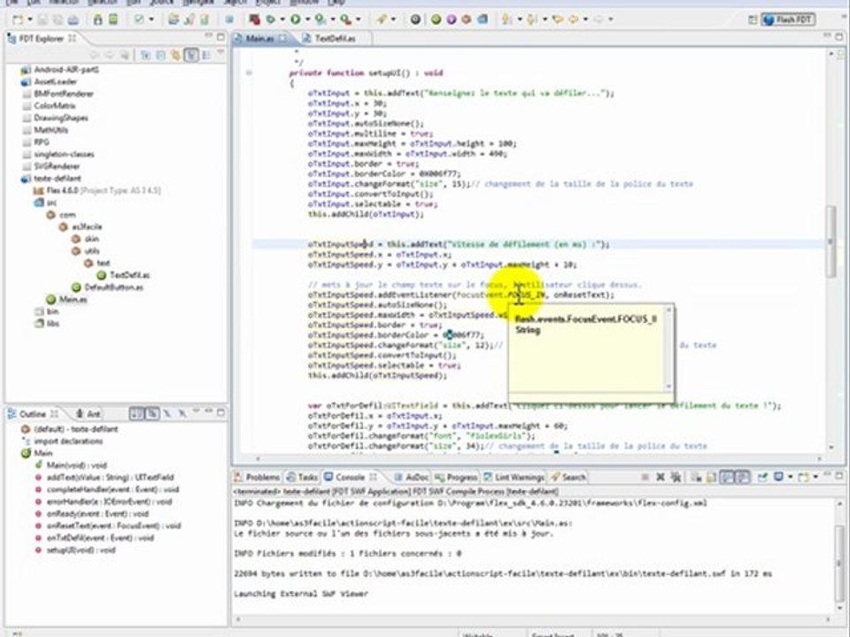 Création d'un effet texte défilant