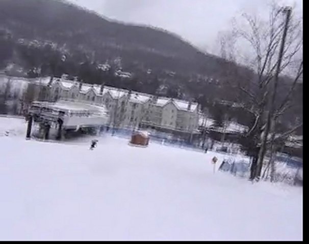 Snow Skiing Down Ski Slope At Stoneham Mountain Quebec