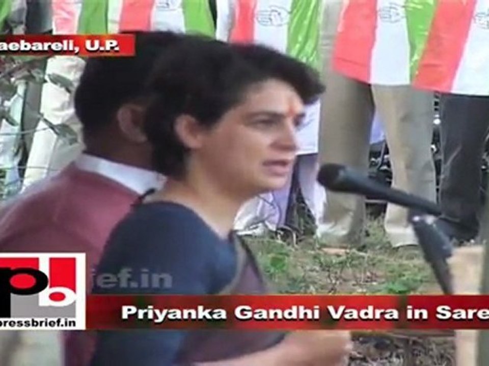 Priyanka Gandhi Vadra in Sareni (Raebareli) explains the wrong policies of BSP govt. in UP