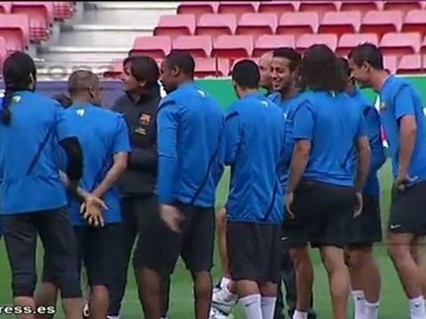Entreno del Barça previo a la Champions