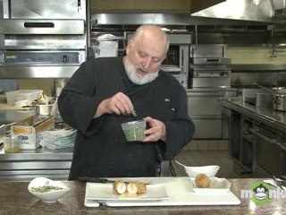 Plating Chicken Breasts with Grits and Orange Remoulade