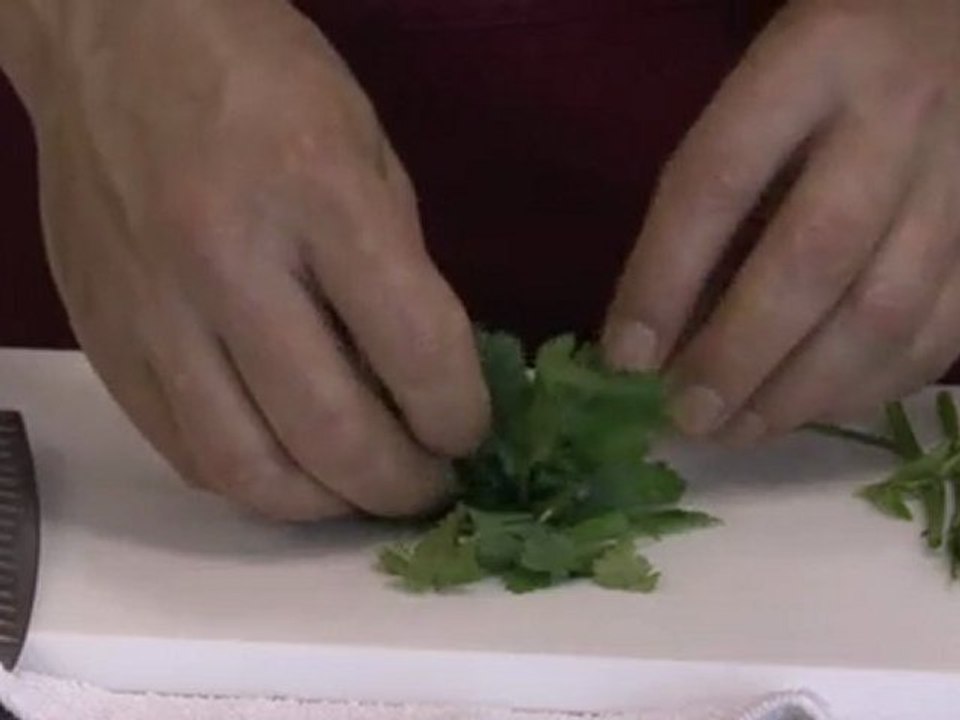 Mango Salsa - Chopping Herbs