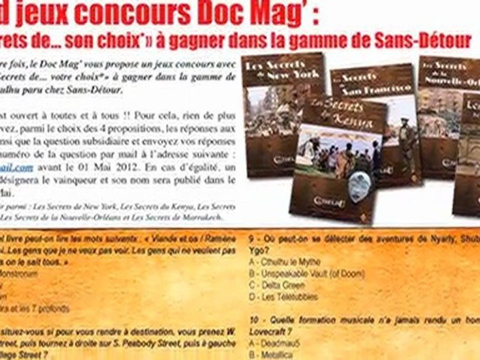 Concours jdr sur le Doc Mag - Cthulhu