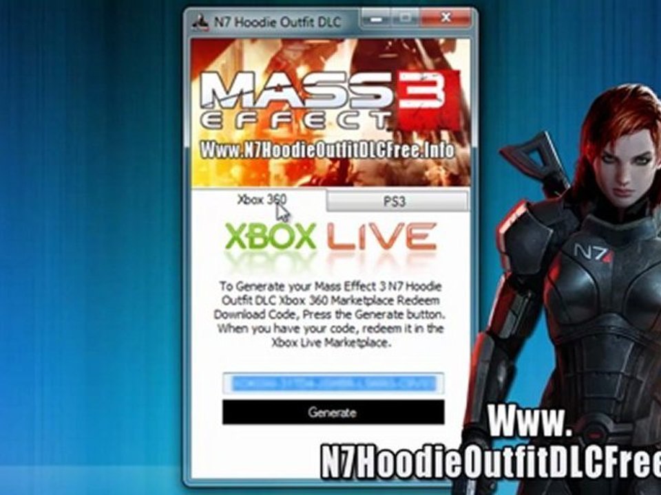 How to Get Mass Effect 3 N7 Hoodie Outfit DLC Free!!