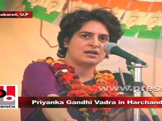 Priyanka Gandhi in Harchandpur (Raebareli) UP is ruined by the 22 years’ negative politics