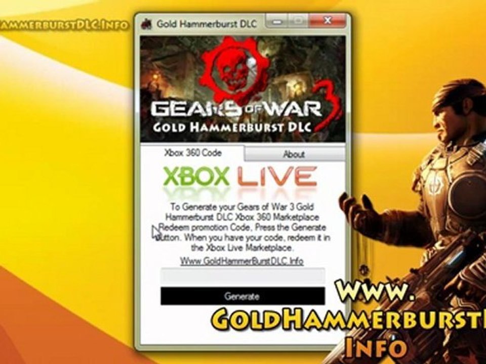 Gears of War 3 Exclusive Golden Hammerburst Gun DLC Free!!