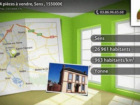 Maison 4 pièces à vendre, Sens , 155000€