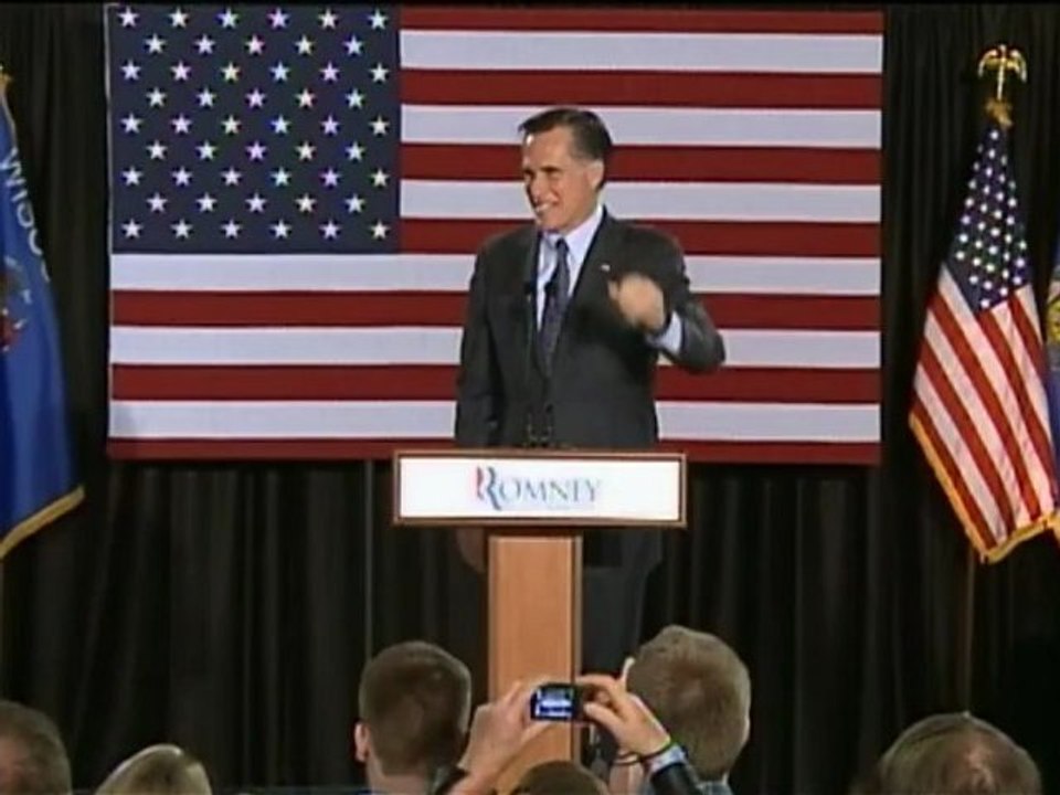 Romney rounds on Obama with three-primary win