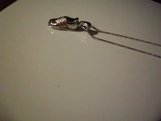 Silver and pink shoe charm necklace.# 60