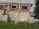 فري برس ريف حماه المحتل اثار الدمار تظهر على احد جدران المنازل في قلعة المضيق 5 4 2012