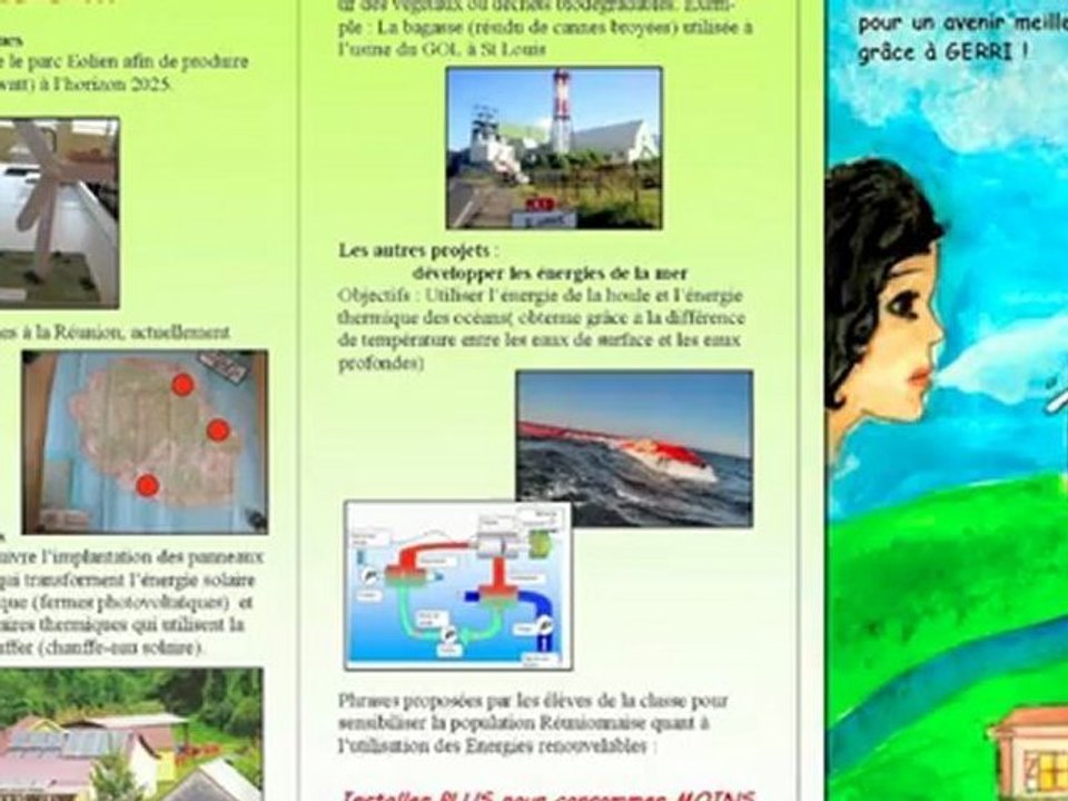 Maquette d’un dépliant sur les énergies fossiles et renouvelables - Cgénial collège 2012 - La Réunion