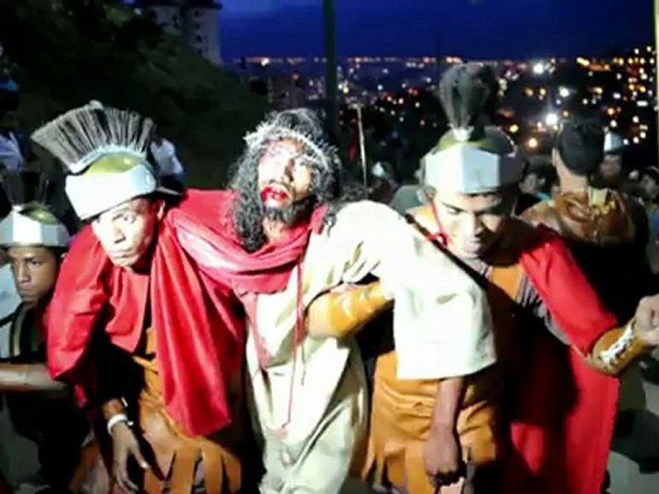 Crucifixion reenactment in Venezuela slum
