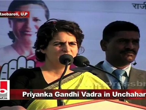 Priyanka Gandhi Vadra in Unchahar (Raebareli) speaking at an election rally