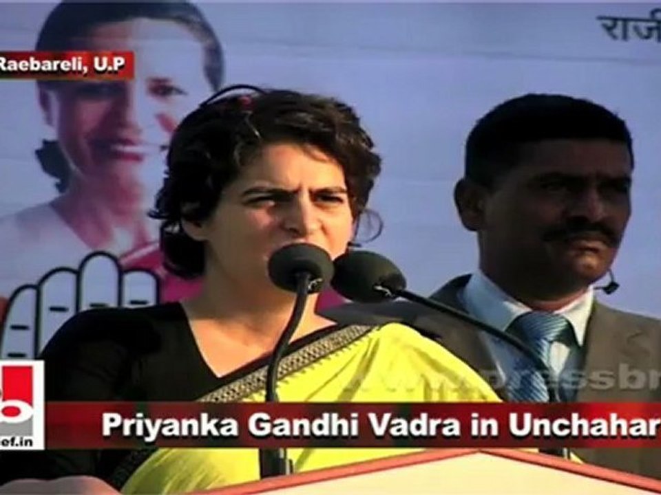 Priyanka Gandhi Vadra in Unchahar (Raebareli) speaking at an election rally