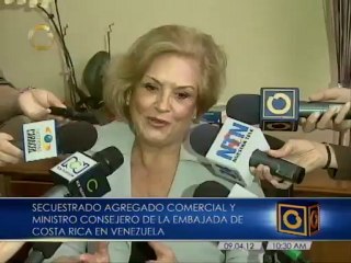 Embajadora de Costa Rica en Venezuela confirma secuestro de agregado comercial de la embajada
