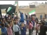 فري برس حلب الباب مظاهرة طلابية مدرسة عمر المختار 11 4 2012